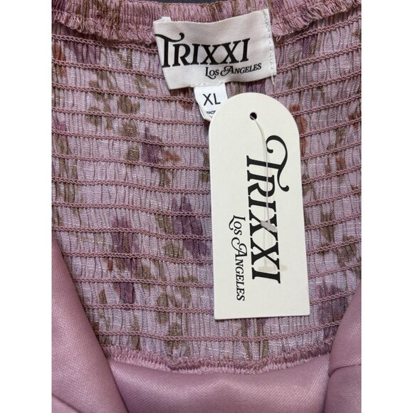 Trixxi Purple Floral Maxi Dress Sz XL Tiered Boho Cottagecore Lined Flowy - Picture 7 of 7